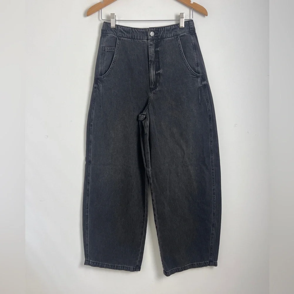 NEW Pistola Size 25 Lottie High Rise Relaxed‎ Bowed Barrel Jeans In Zen
